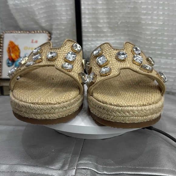 (M5) Jessica Simpson JP-Danalea,raffia and jute sandals with stone studs.Sz 8.5M - Picture 4 of 12